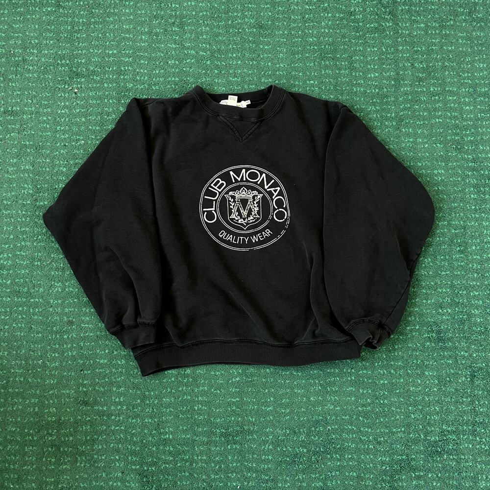 Vintage 90s Black Club Monaco Heritage Crest Sweatshirt M